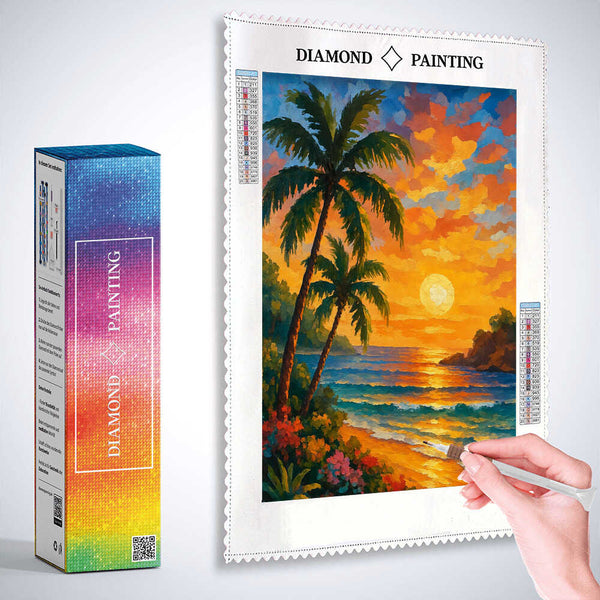 Golden Evening by the Sea — Diamond Painting Kit, product view 3