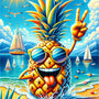 Pineapple on vacation — Diamond Painting Kit design
