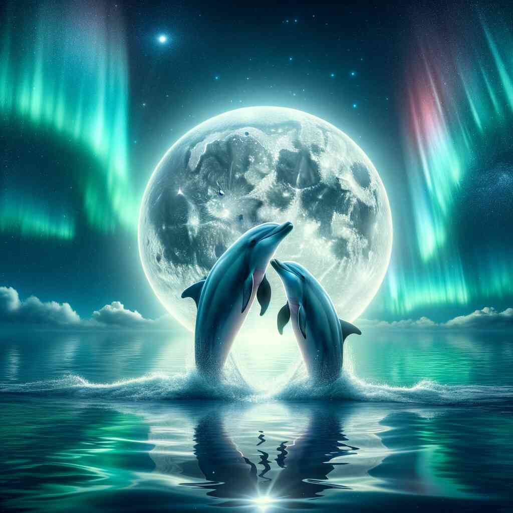 The Dolphins' Moonlit Dance — Diamond Painting Kit design