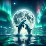 The Dolphins' Moonlit Dance — Diamond Painting Kit design