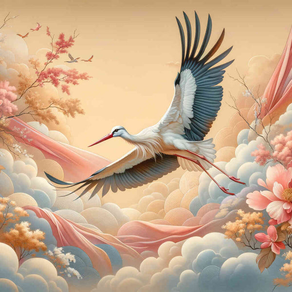 Stork in Flight — Diamond Painting Kit design