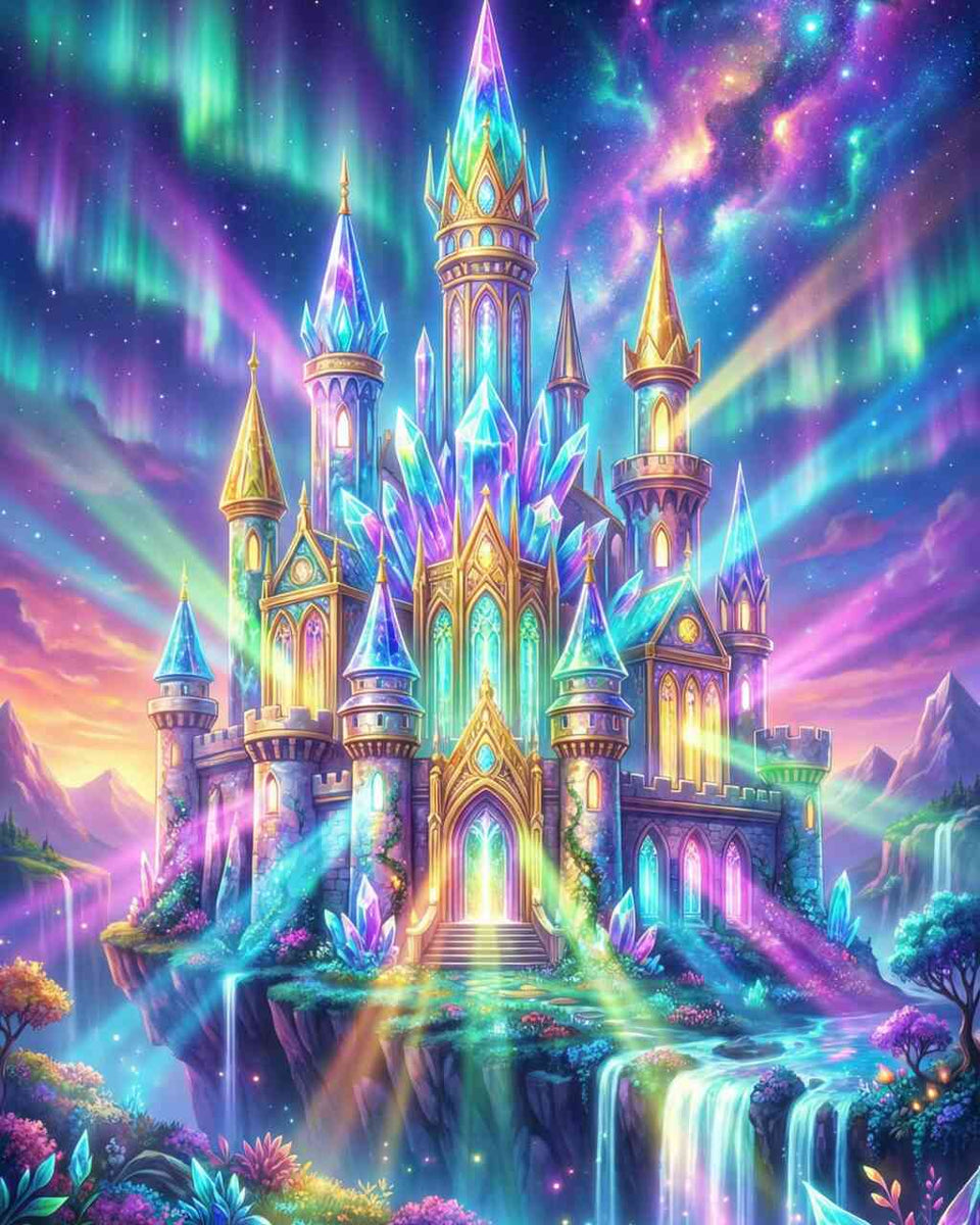 The Crystal Palace of Dreams — Diamond Painting Kit design