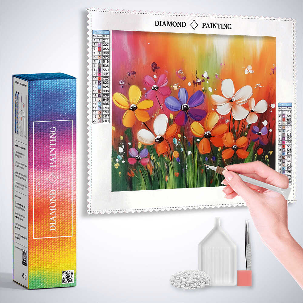 Abstract Flowers in Color — Diamond Painting Kit, product view 3