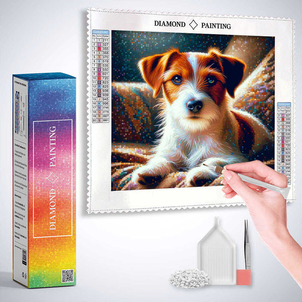 Jack Russel in brown and white — Diamond Painting Kit, product view 3