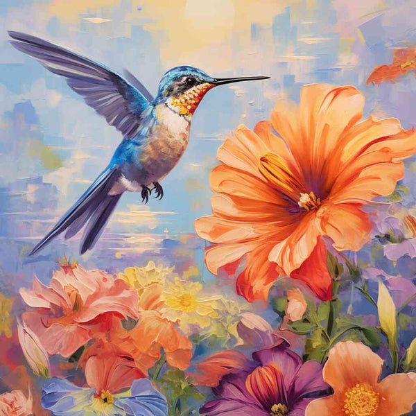Hummingbirds Dancing Through Color — Diamond Painting Kit design