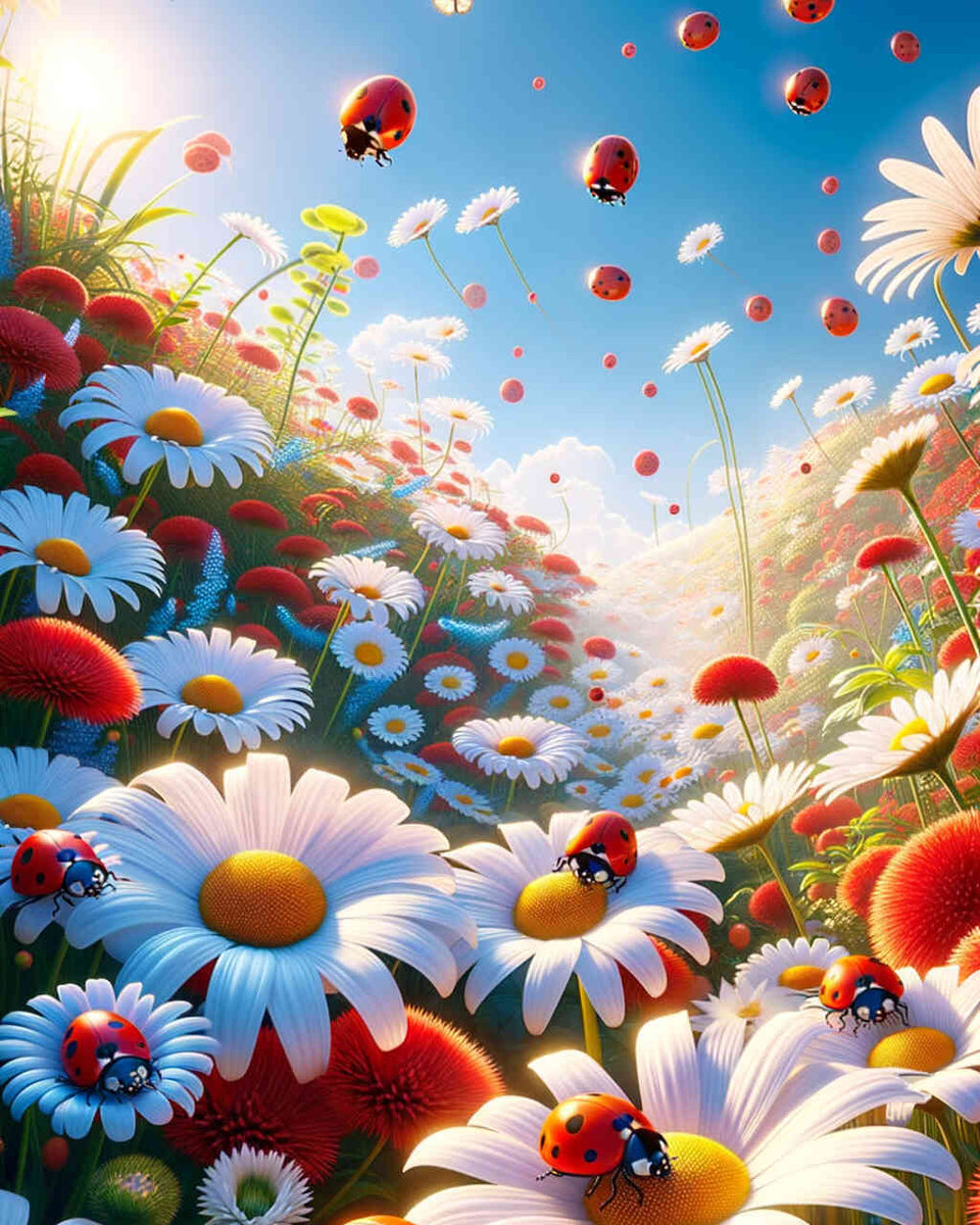 Ladybird daisies — Diamond Painting Kit design