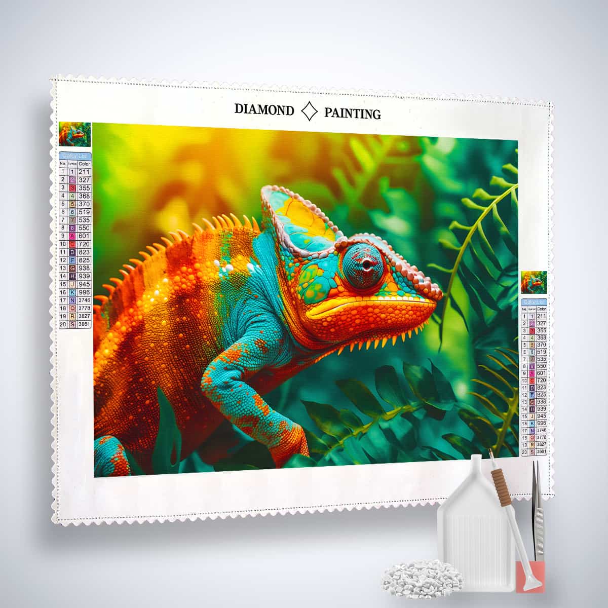Chameleon in the rainforest — AB Diamond Painting Kit, product view 2