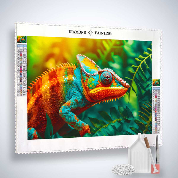 Chameleon in the rainforest — AB Diamond Painting Kit, product view 2