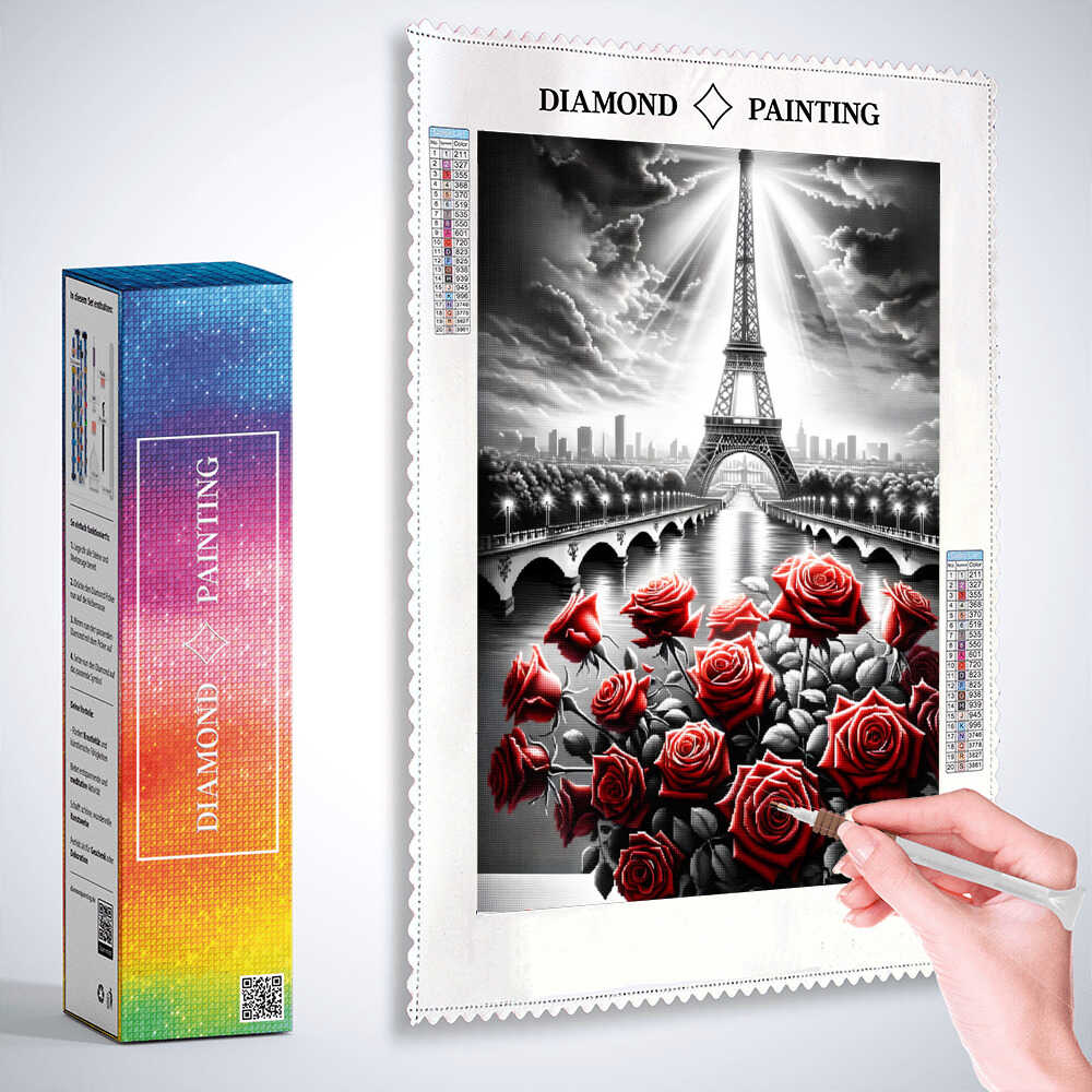 Eiffel Tower with Roses — Diamond Painting Kit, product view 3