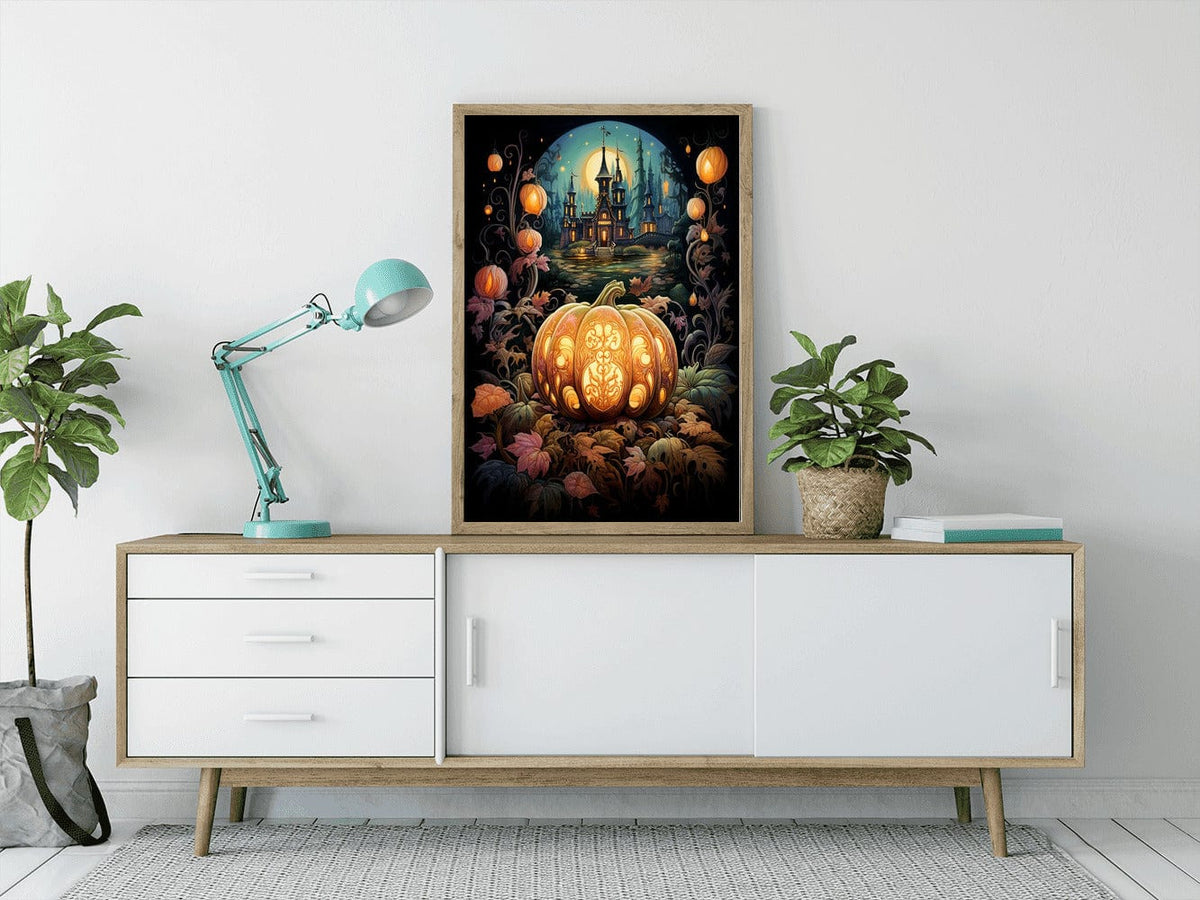 Luminous pumpkin, windowsill — Diamond Painting Kit, product view 3