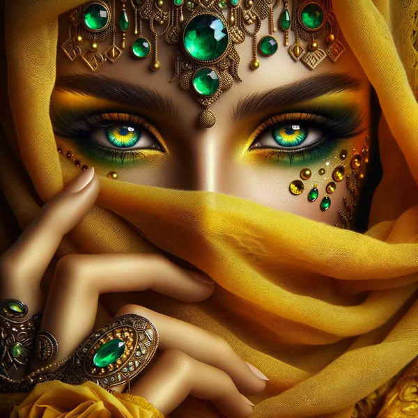 Woman with scarf, yellow — Diamond Painting Kit design