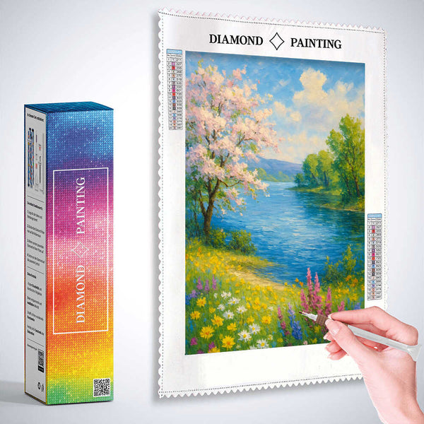 Spring Poetry by the Lake — Diamond Painting Kit, product view 3