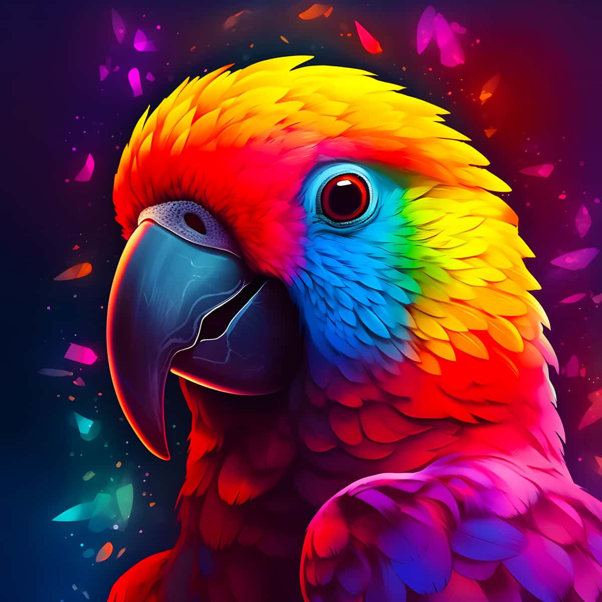 Papagai Frontal Colored — AB Diamond Painting Kit design