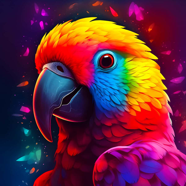 Papagai Frontal Colored — AB Diamond Painting Kit design