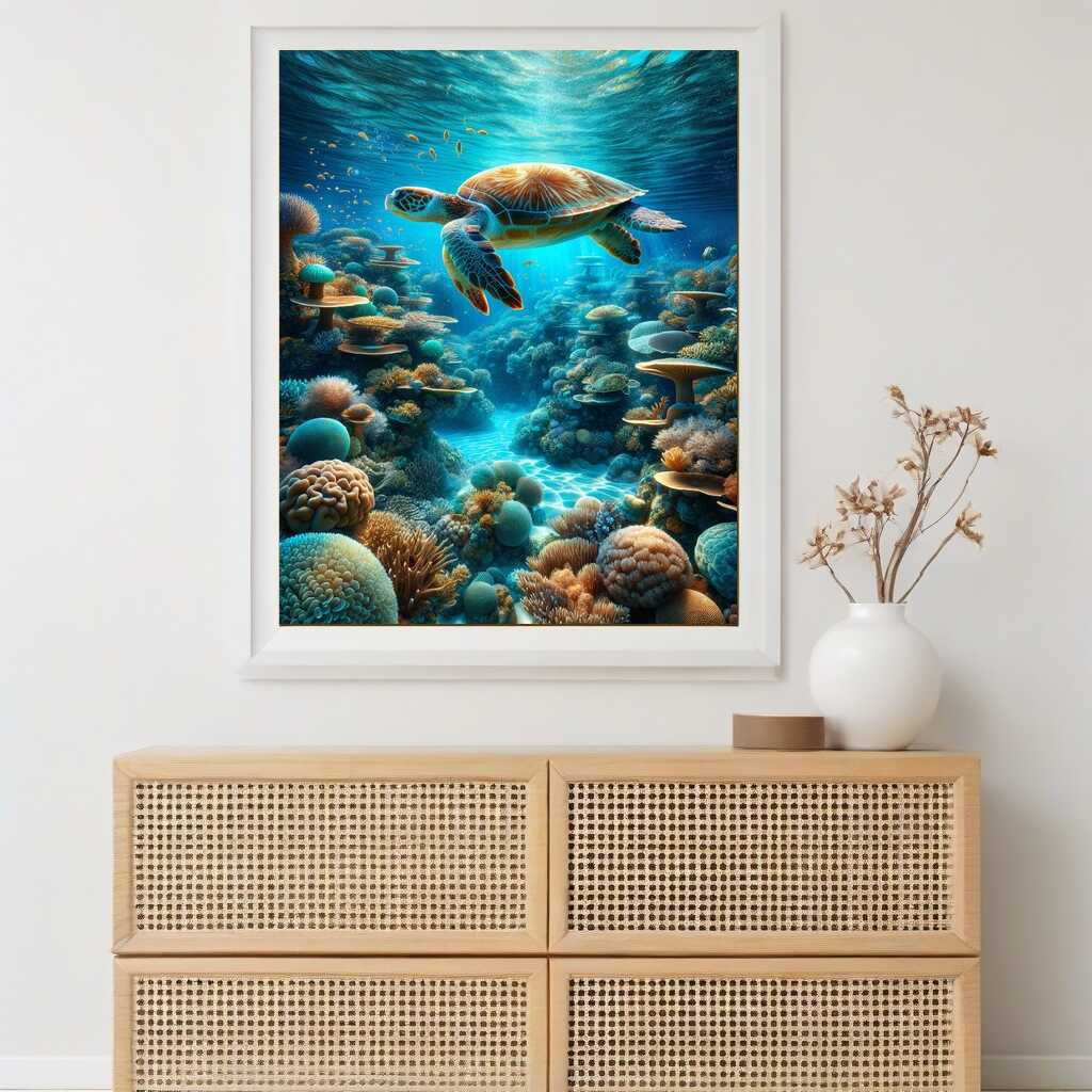 Turtle coral reef — Diamond Painting Kit, product view 2