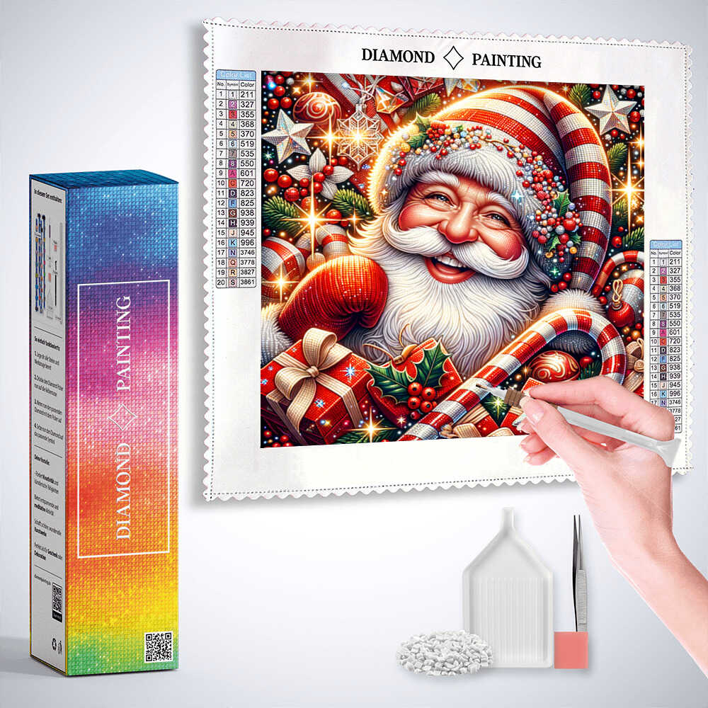 Santa Claus with striped hat — Diamond Painting Kit, product view 3