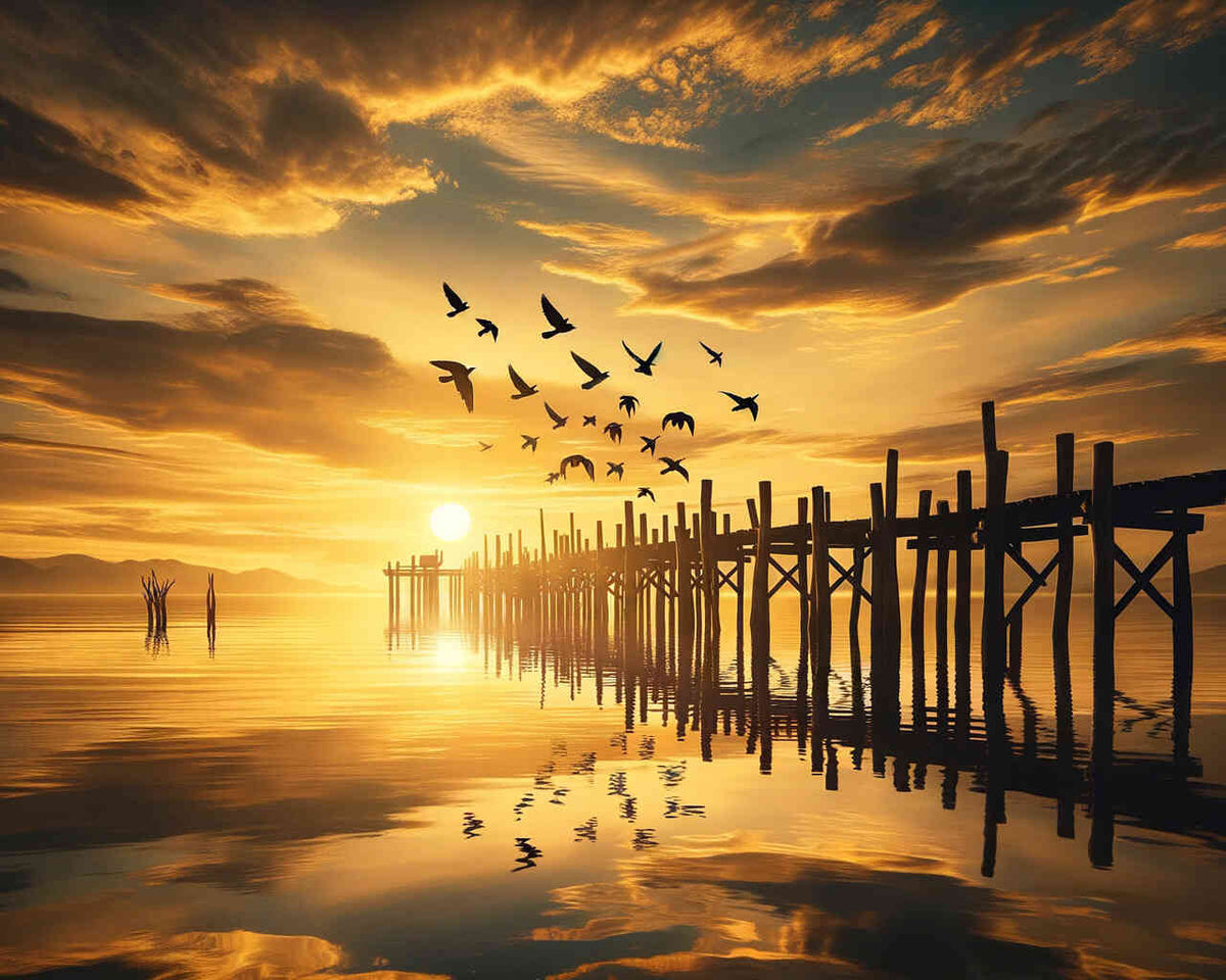 Wooden Pier at Dusk — Diamond Painting Kit design
