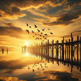 Wooden Pier at Dusk — Diamond Painting Kit design