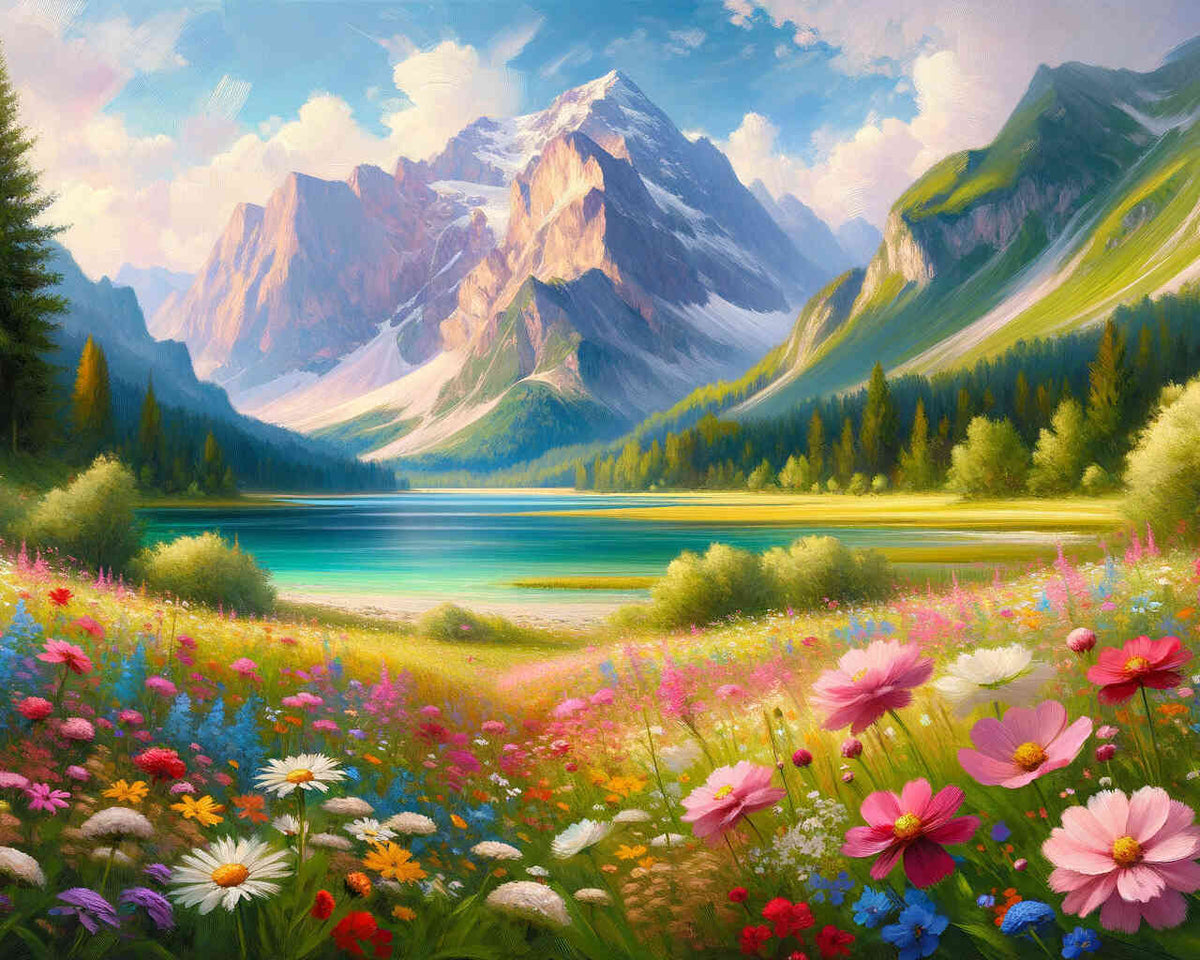 Wildflower Meadow beneath the Zugspitze — Diamond Painting Kit design