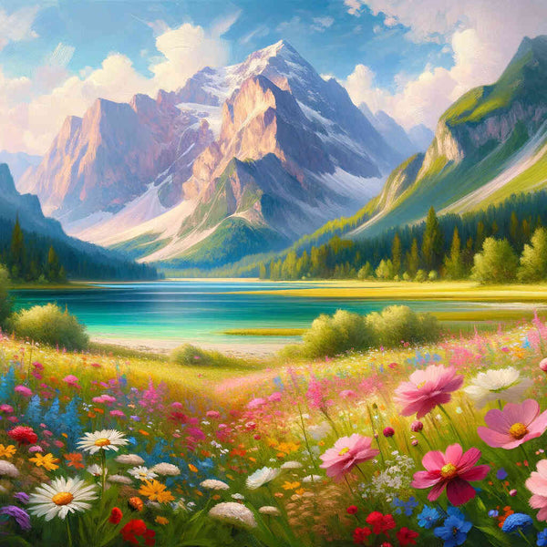 Wildflower Meadow beneath the Zugspitze — Diamond Painting Kit design