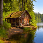 House on the lakeshore — Diamond Painting Kit design