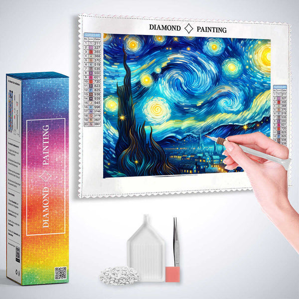 Starry Sky in a Van Gogh-Inspired Style — Diamond Painting Kit, product view 3