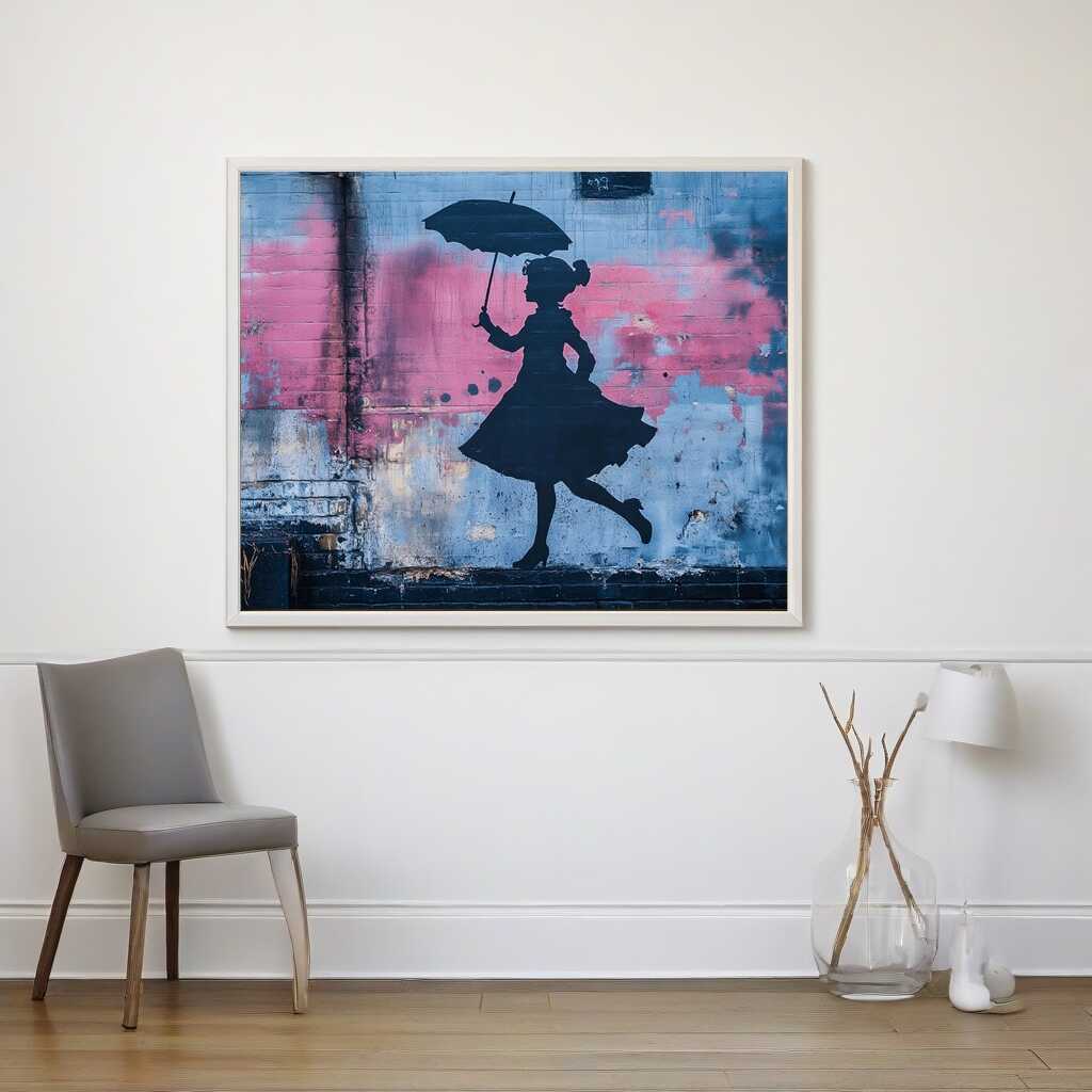 Dancing in Shadow and Rain, Street Art Style — Diamond Painting Kit, product view 2