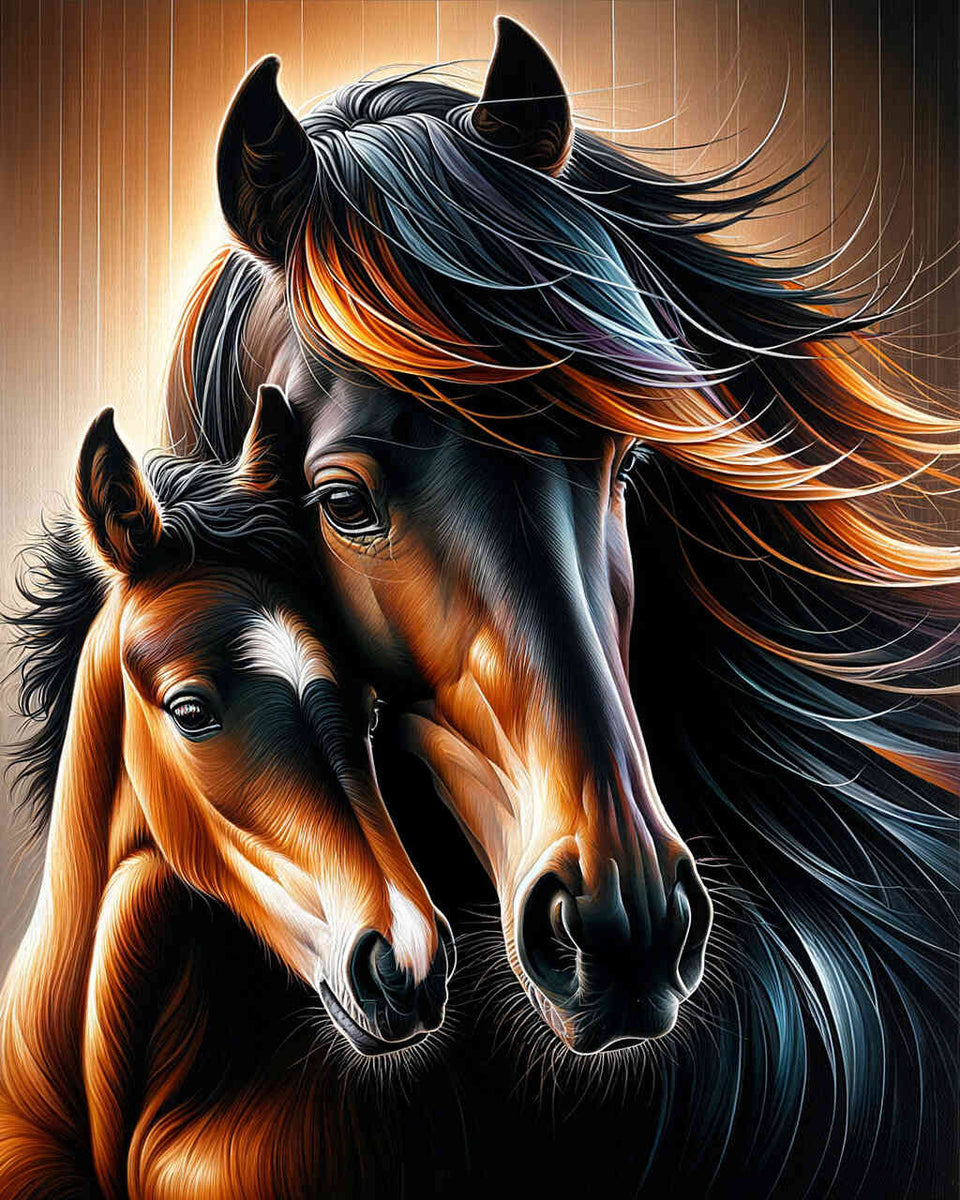 Mare with foal — Diamond Painting Kit design