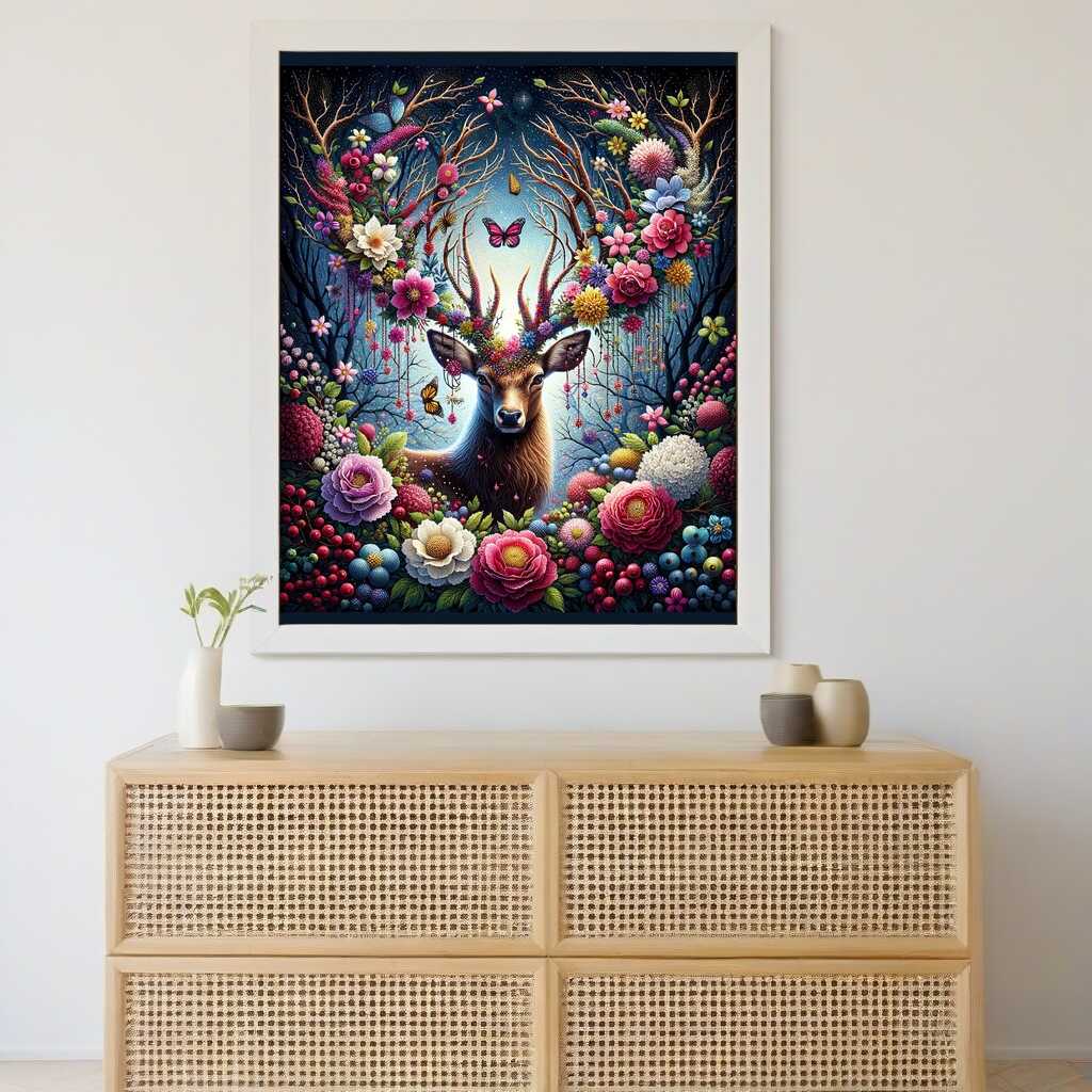 Deer with flower antlers — Diamond Painting Kit, product view 2