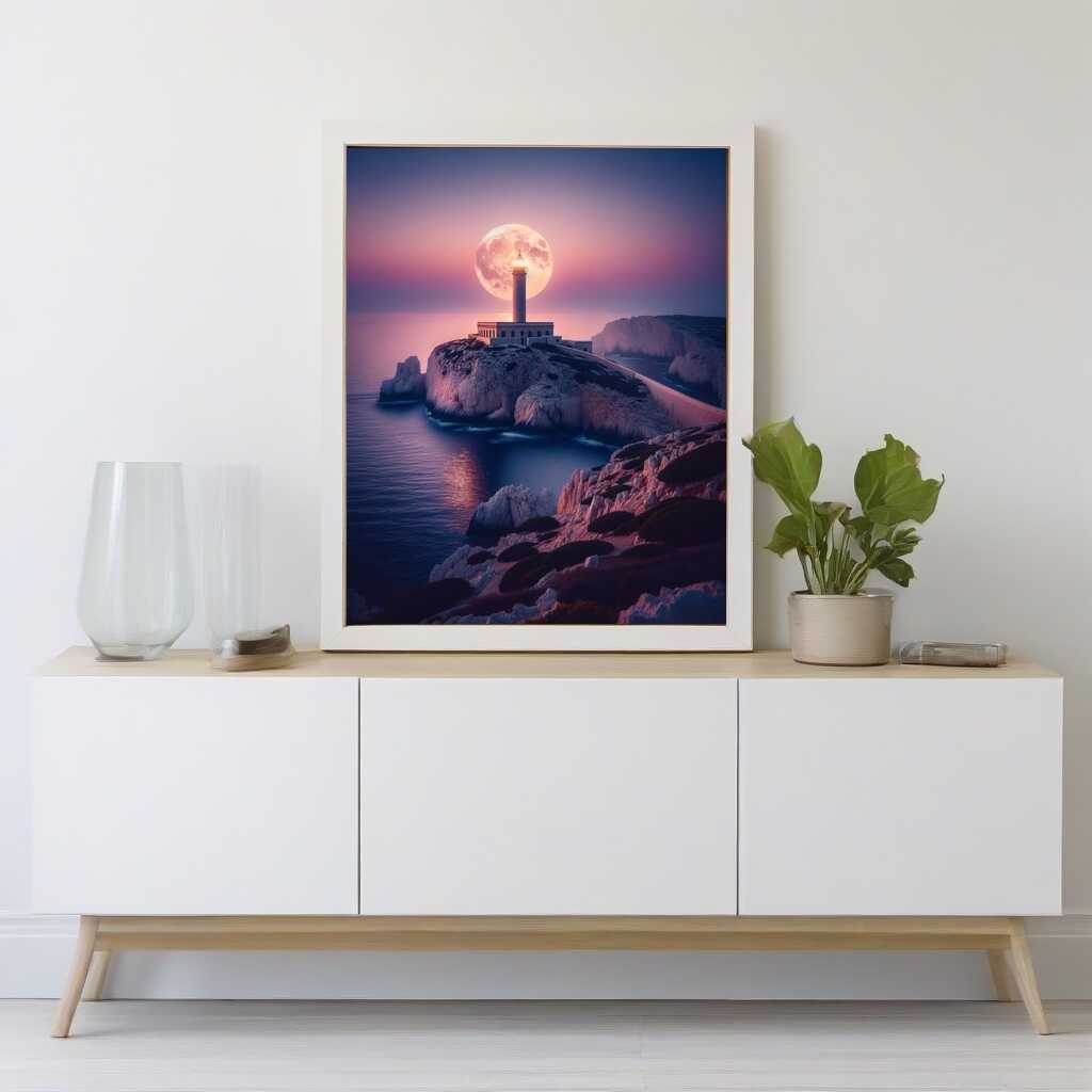 Lighthouse, full moon — Diamond Painting Kit, product view 2