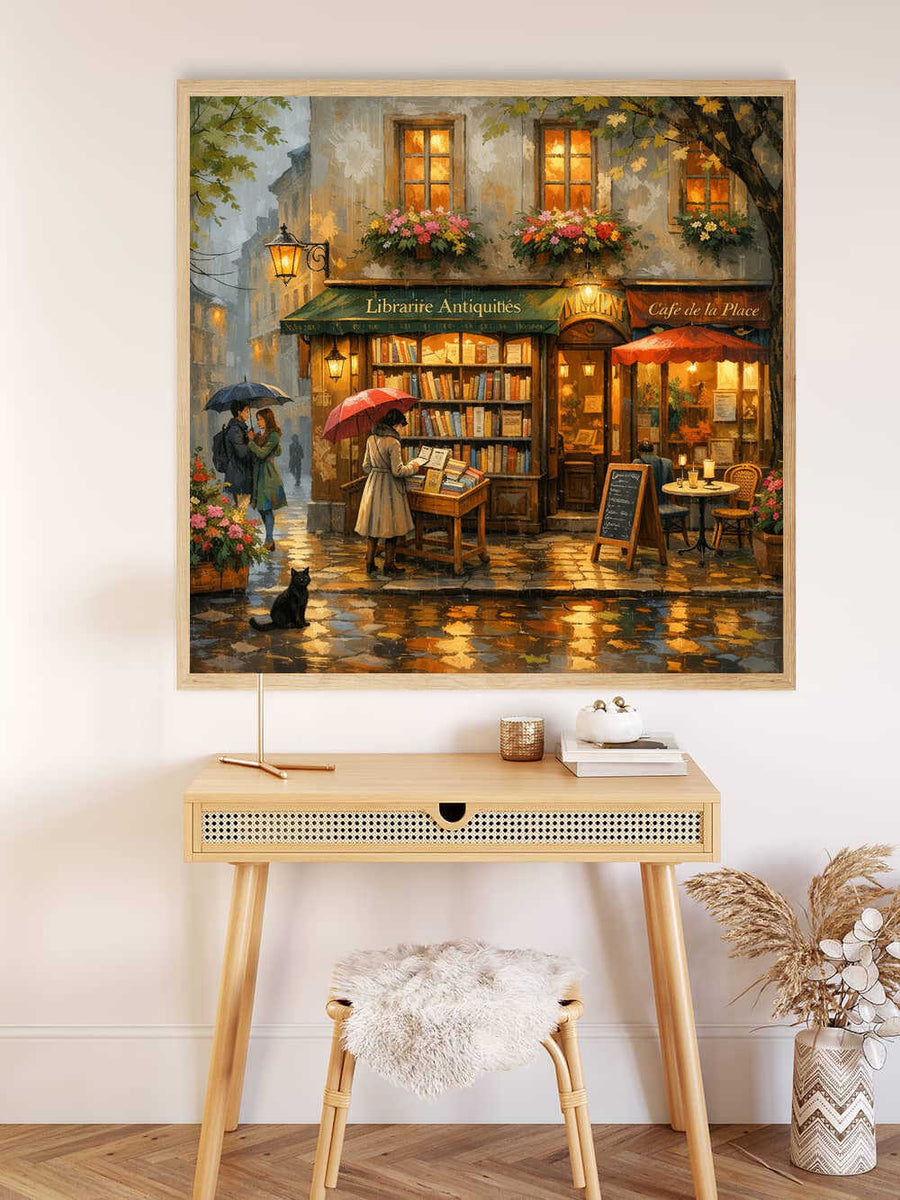 A Rainy Evening at the Bookshop — Diamond Painting Kit, product view 2
