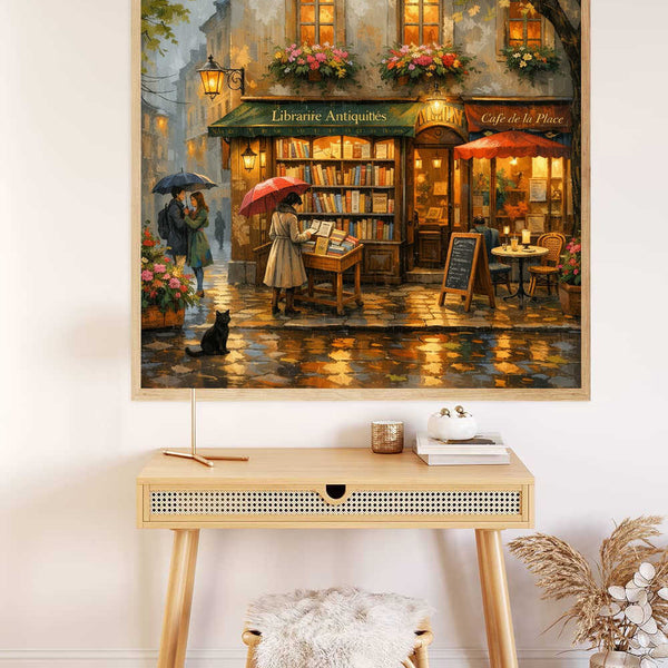 A Rainy Evening at the Bookshop — Diamond Painting Kit, product view 2