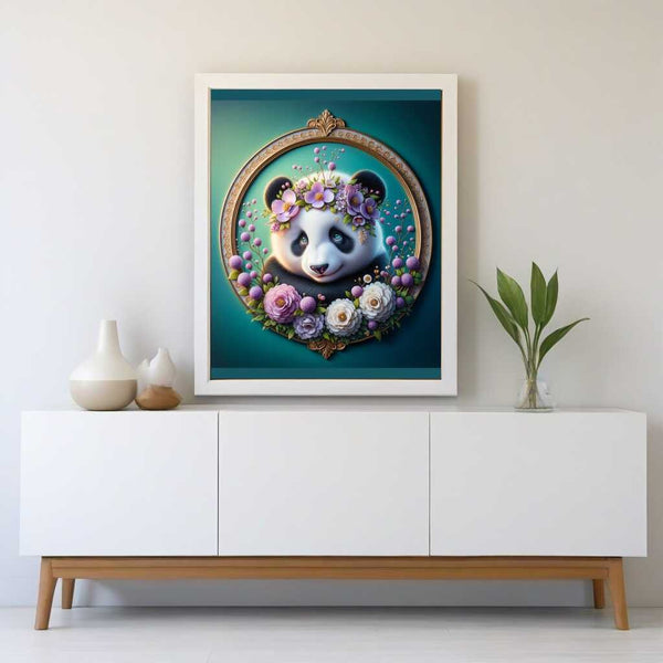 Panda with flowers — Diamond Painting Kit, product view 2
