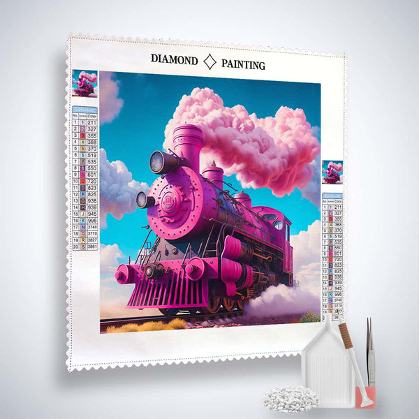 Pink fantasy train — AB Diamond Painting Kit, product view 2