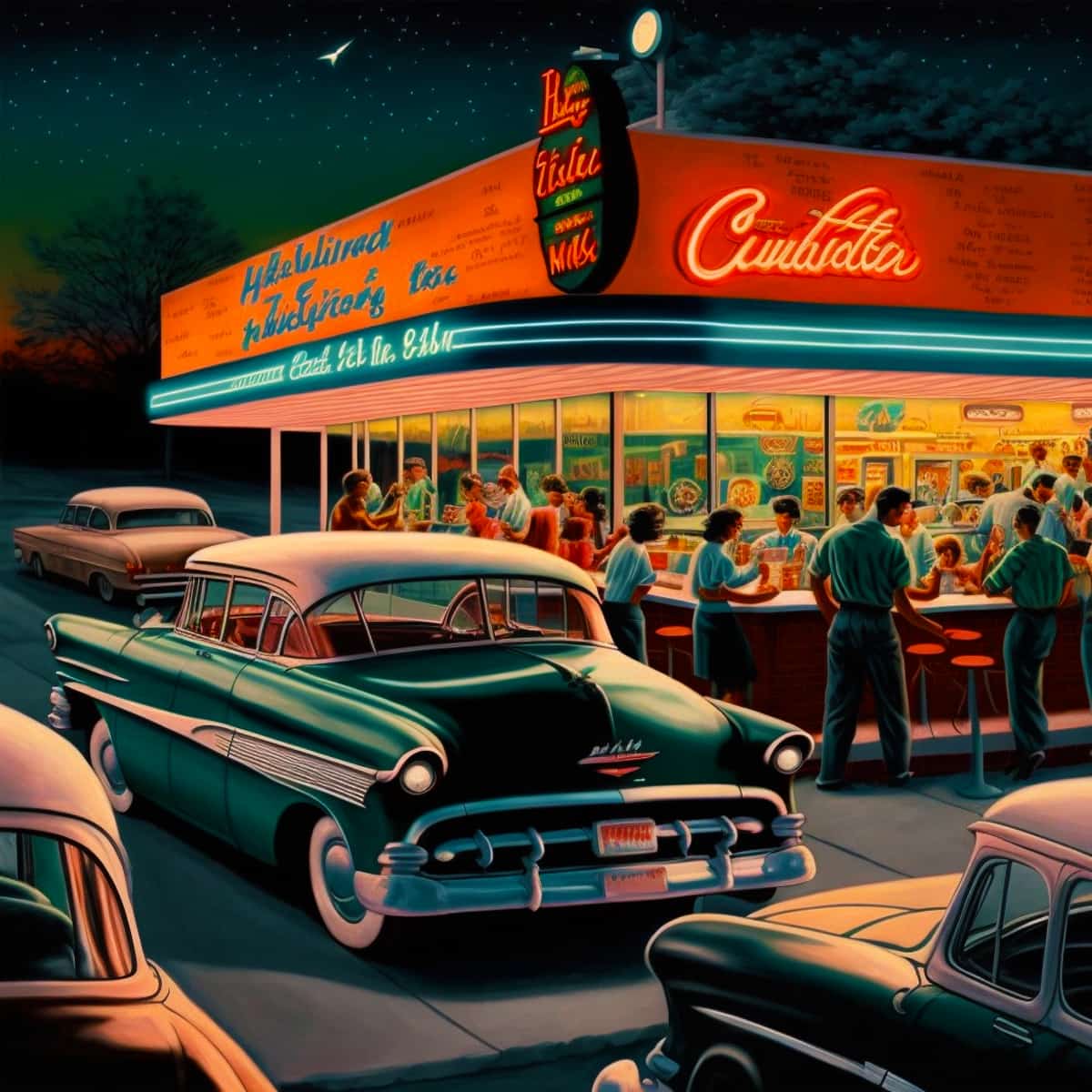 Vintage petrol station and chrome jewel — Diamond Painting Kit design