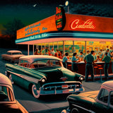 Vintage petrol station and chrome jewel — Diamond Painting Kit design