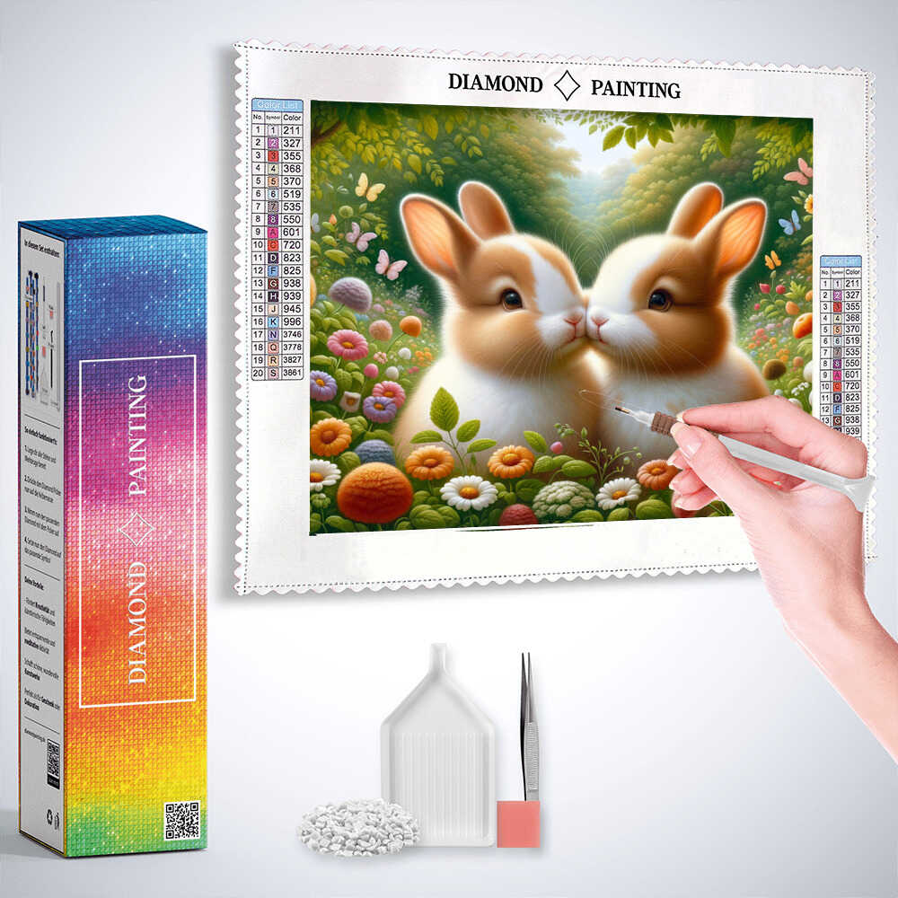 Bunny Siblings — Diamond Painting Kit, product view 3