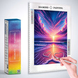 Love heart in the sand sunset — Diamond Painting Kit, product view 3