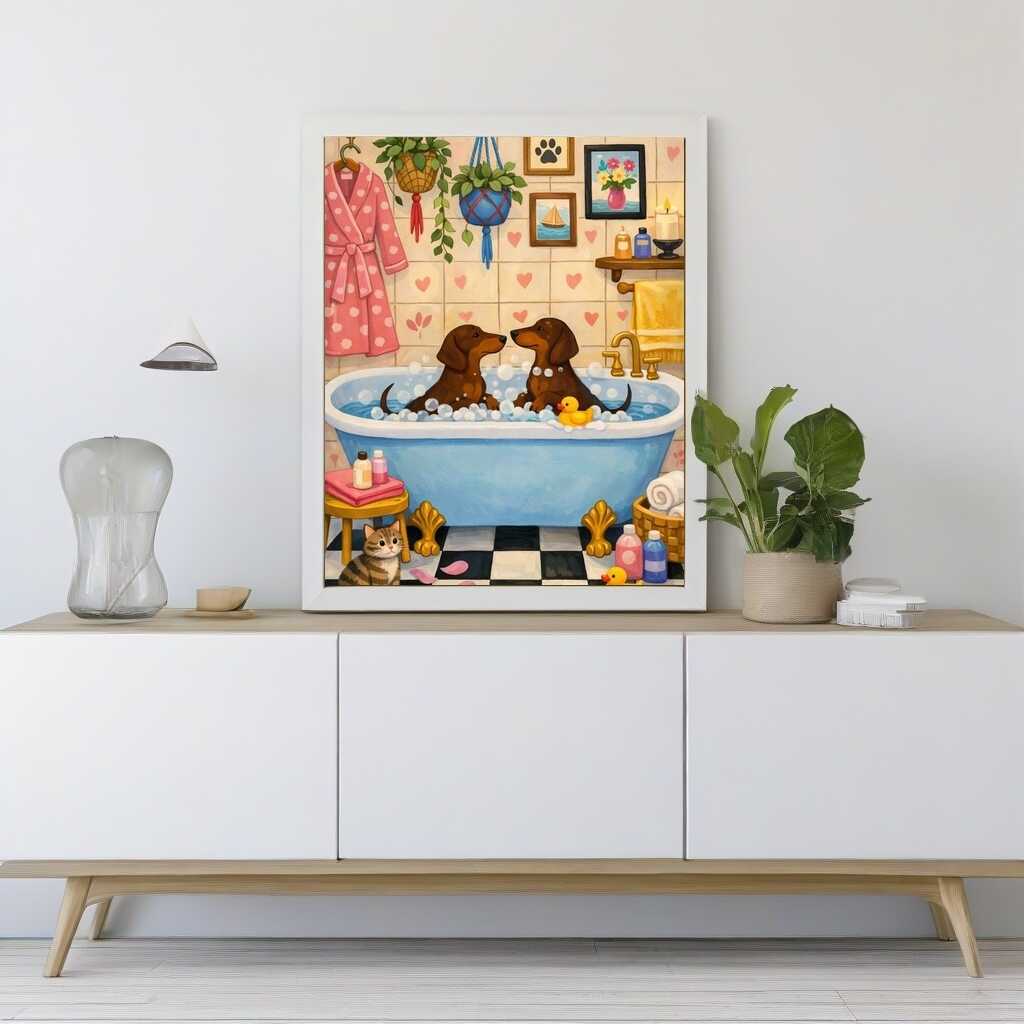 Dachshund Bubble Bath — Diamond Painting Kit, product view 2