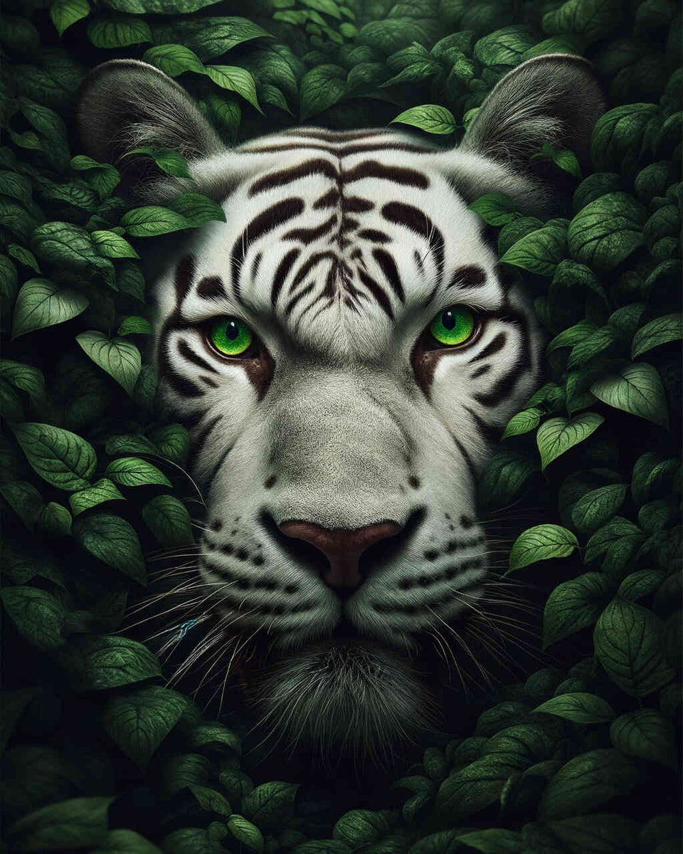 White tiger green eyes — Diamond Painting Kit design