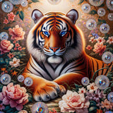 Tiger between flowers — Diamond Painting Kit design