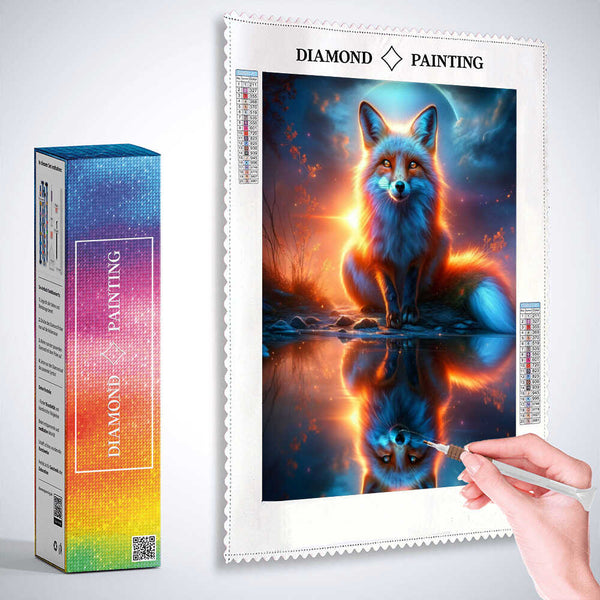 Fox mirror image, colored — Diamond Painting Kit, product view 3