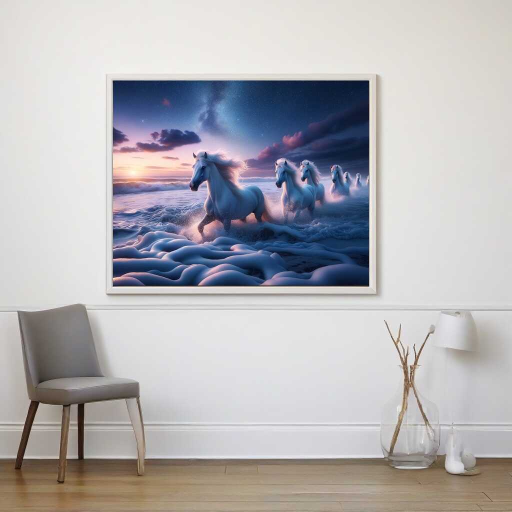 White Horses by the Sea — Diamond Painting Kit, product view 2