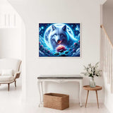 Moonlit Wolf and Flower — Diamond Painting Kit, product view 2