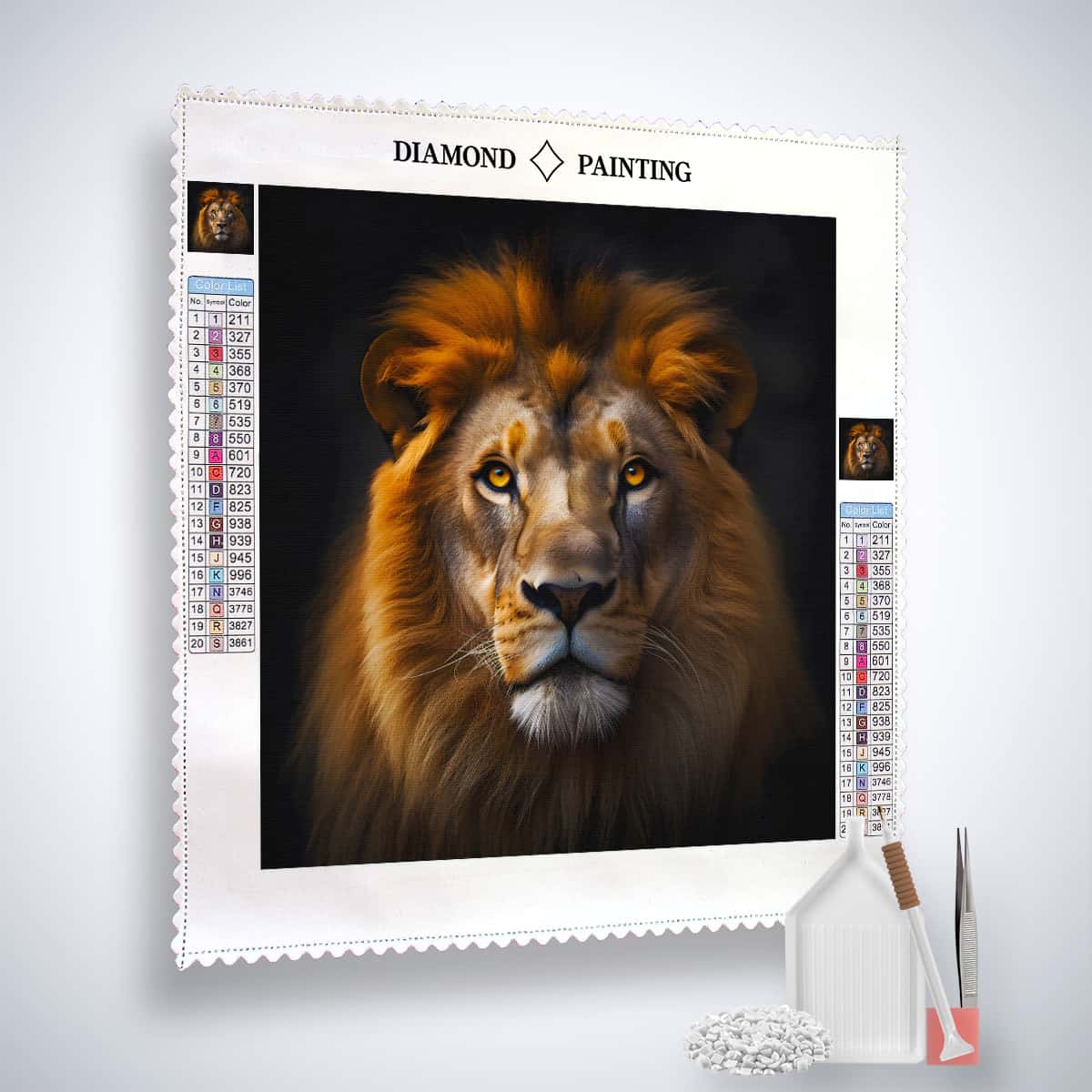 Lion frontal view — Diamond Painting Kit, product view 2