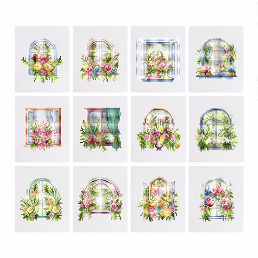 Floral Windows, Set of 12 — Mini Diamond Painting Set design