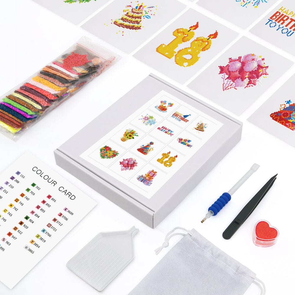 Birthday Joy, Set of 12 — Mini Diamond Painting Set, product view 2