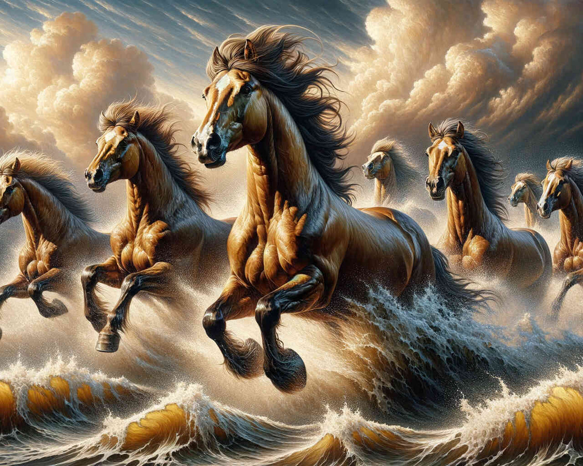 Brown Horses at a Gallop — Diamond Painting Kit design