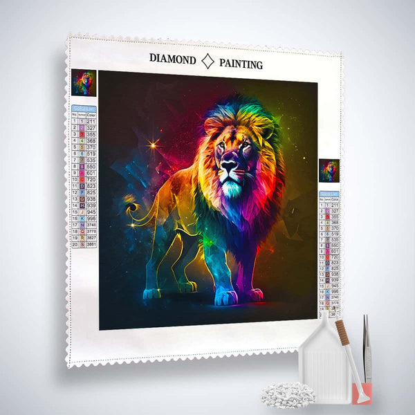 Neon lion in space — AB Diamond Painting Kit, product view 2