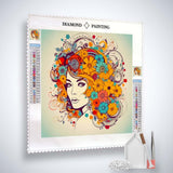 Woman with flower hairstyle — Diamond Painting Kit, product view 2